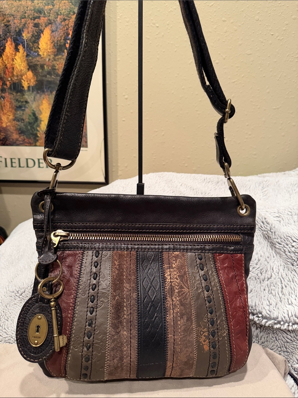 Fossil Patchwork Leather Crossbody/Shoulder Bag